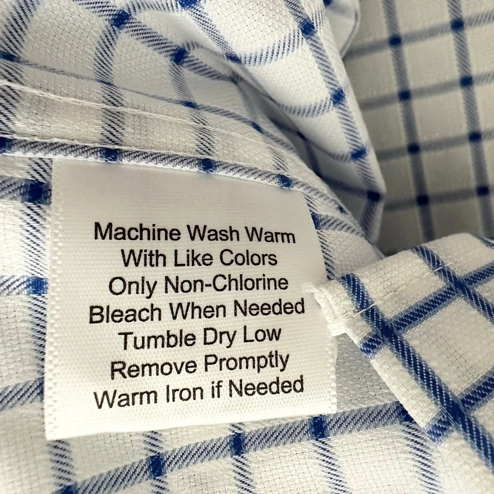 Joseph & Feiss Blue & White Checkered Non Iron Classic Fit Cotton Dress Shirt